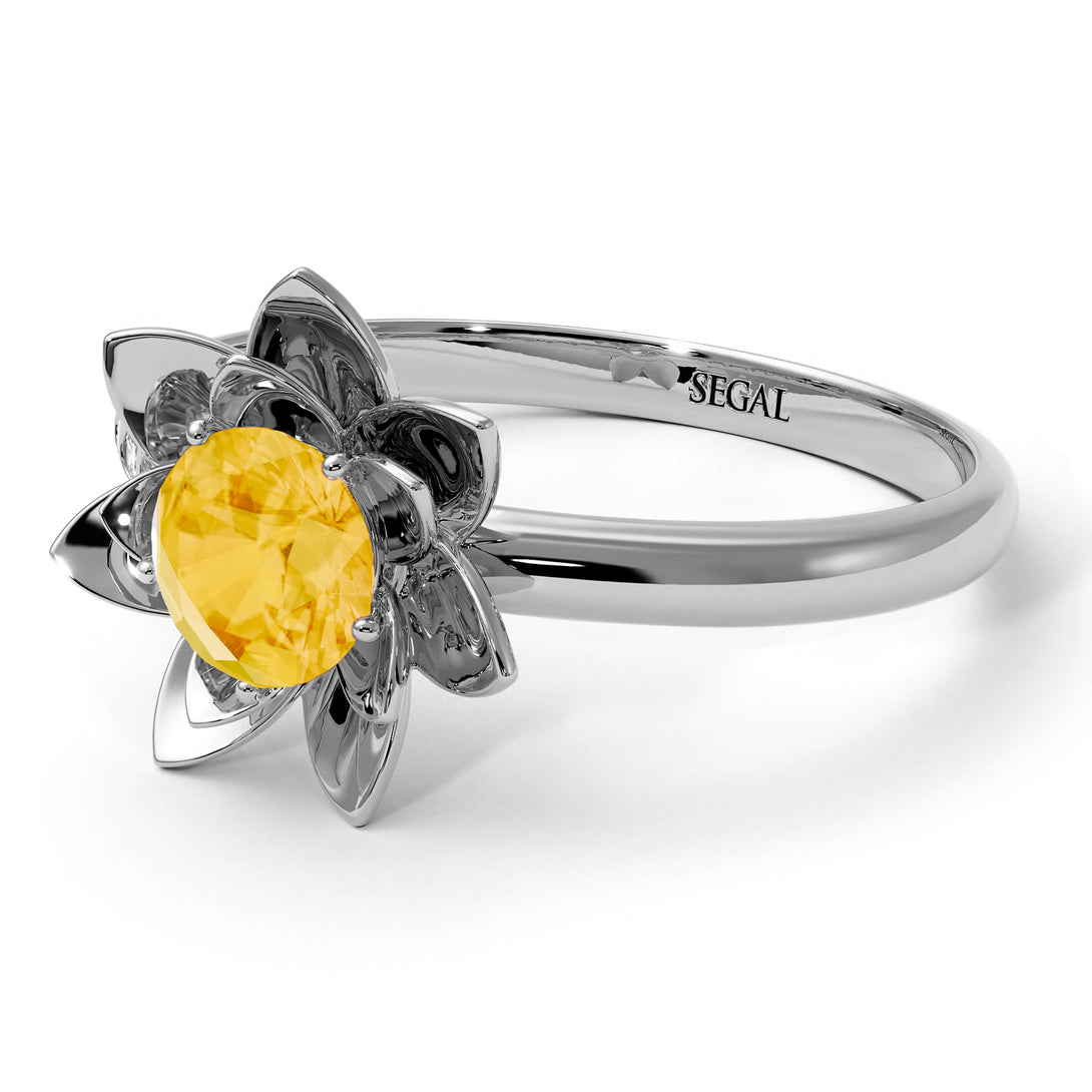 Lotus Flower Solitaire Citrine ring - Lotus no. 603